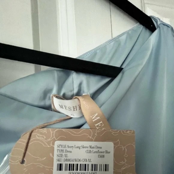 MESHKI- Avery One-Shoulder Maxi Dress - Cornflower Blue - Picture 7 of 9